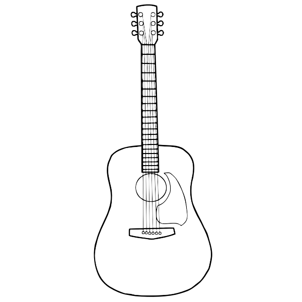 SVG Simple line art vector image of acoustic guitar