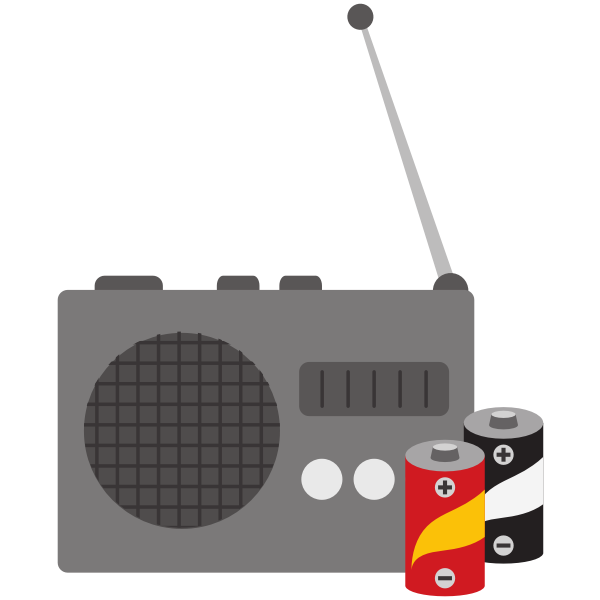 SVG Simple radio with batteries