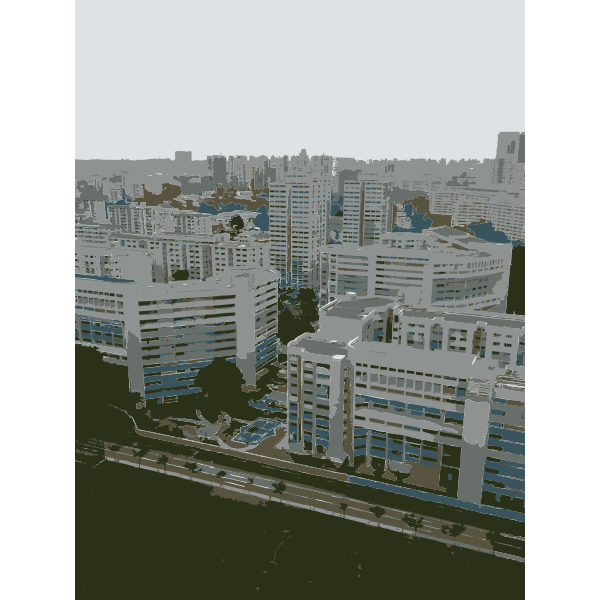 SVG Singapore from high floor condo vector illustration