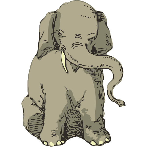 SVG Sitting elephant vector sketch