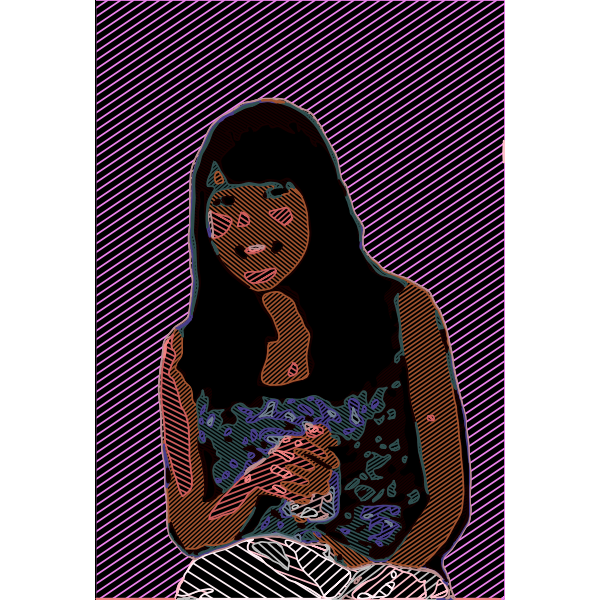 SVG Sitting lady in arty style