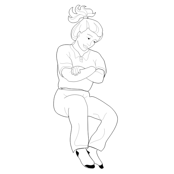 SVG Sitting woman vector drawing