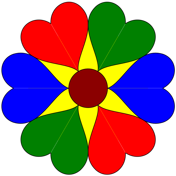 SVG Six heart colorful flower vector illustration