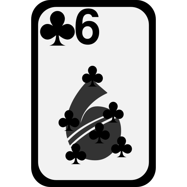 SVG Six of Clubs funky playing card vector clip art