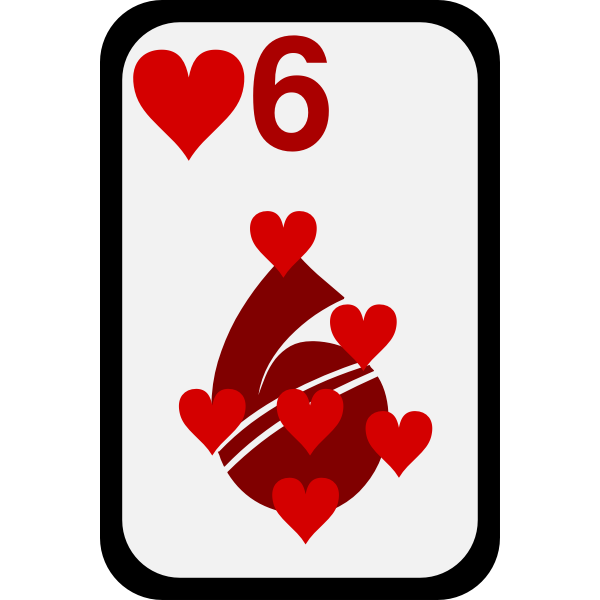 SVG Six of Hearts funky playing card vector clip art