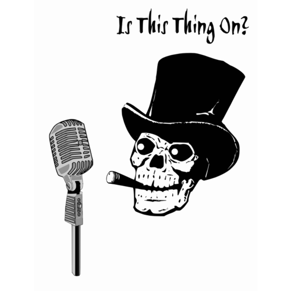 SVG Skeleton head with microphone vector image
