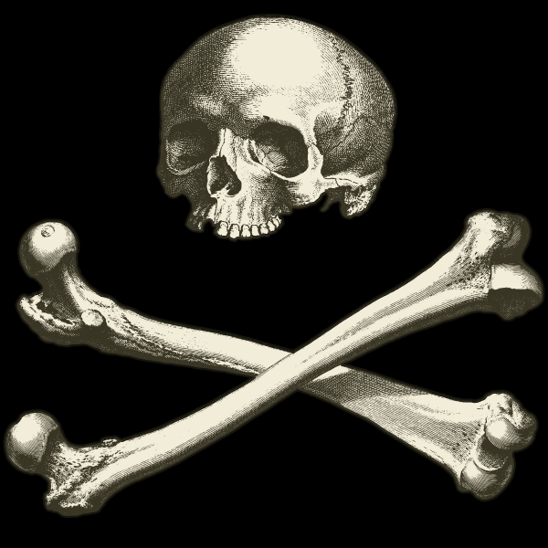 SVG Skull and bones with black background
