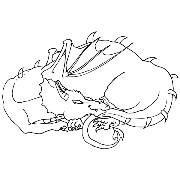 SVG Sleeping Dragon Line Art