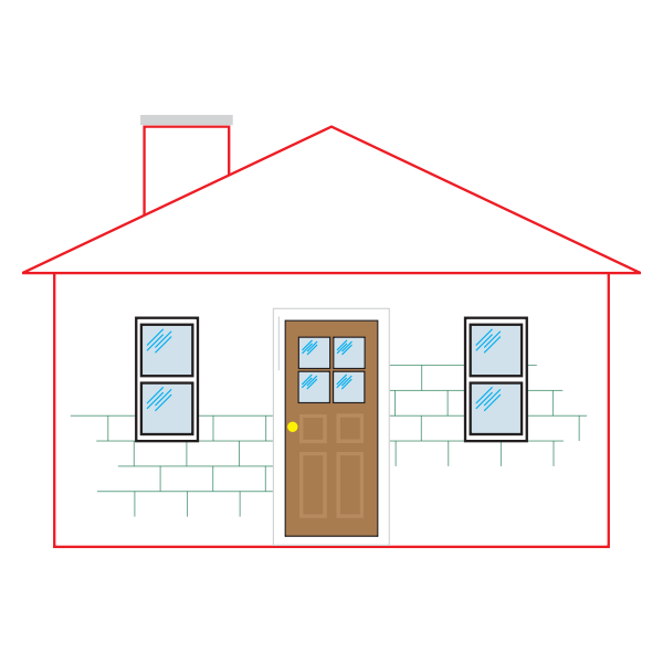 SVG Small house with a red outline vector illustration