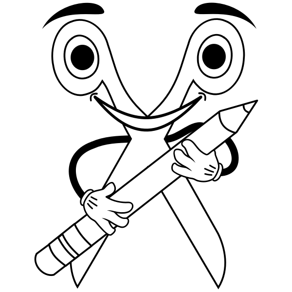 SVG Smiling scissors with pen vector image