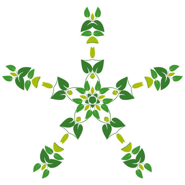SVG Snowflake shaped leafy pattern vector drawing