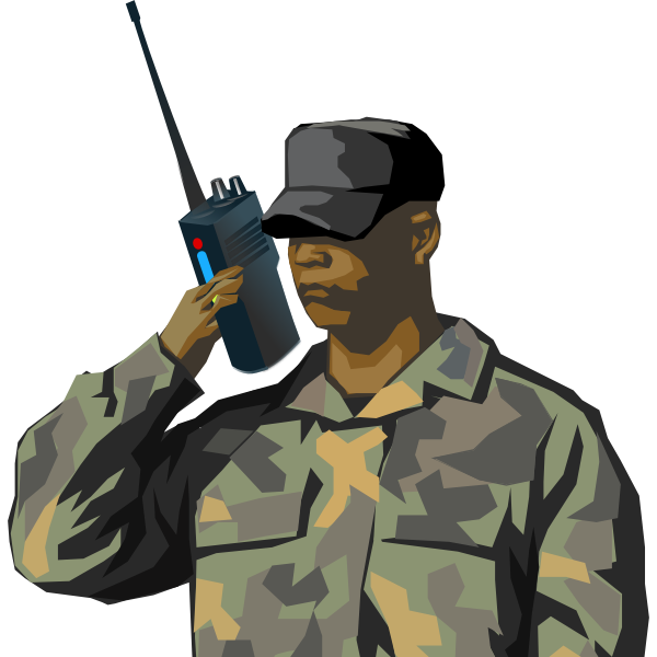 SVG Soldier with walkie talkie radio vector drawing