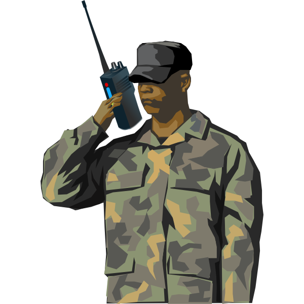 SVG Soldier with walkie-talkie radio vector image