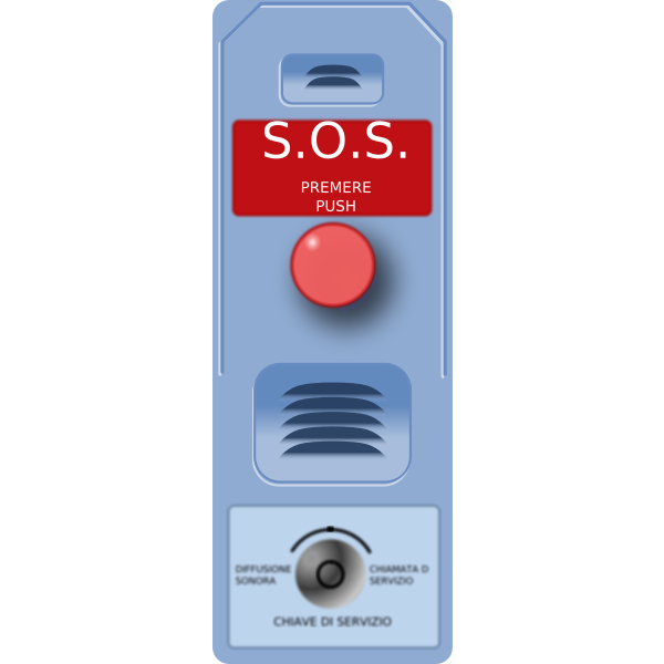 SVG SOS calling station with red pushbutton vector drawing