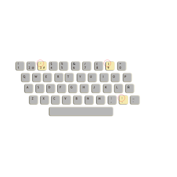 SVG Spanish keyboard layout vector illustration