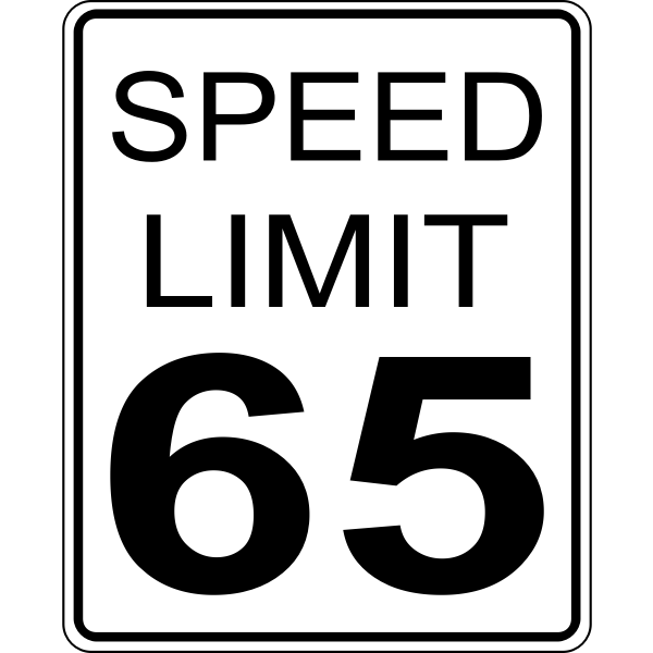 SVG Speed limit 65 roadsign vector image