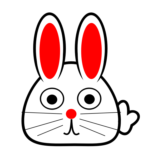 SVG Spring bunny with red ears vector drawing