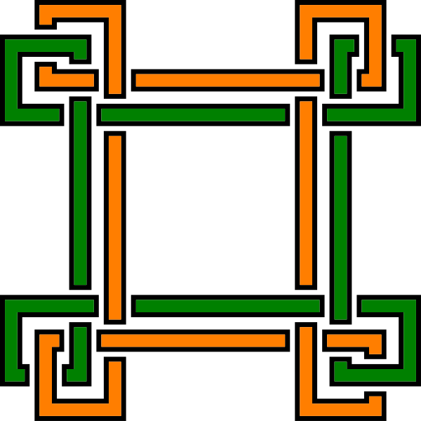 SVG Square pattern with green and orange lines vector image