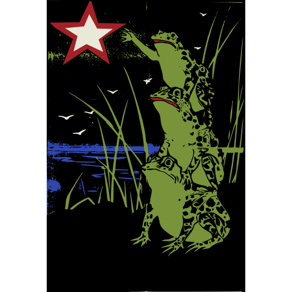 SVG Stacked frogs with a star
