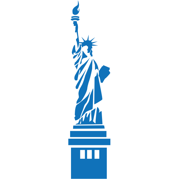 SVG Statue of Liberty blue silhouette vector image