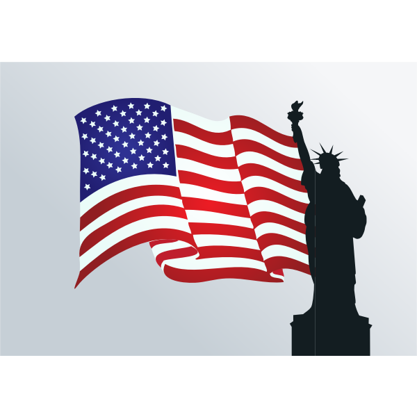 SVG Statue Of Liberty with US flag