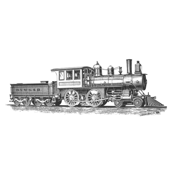 SVG Steam locomotive detailed vector drawing