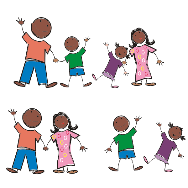 SVG Stick Figure Black Family