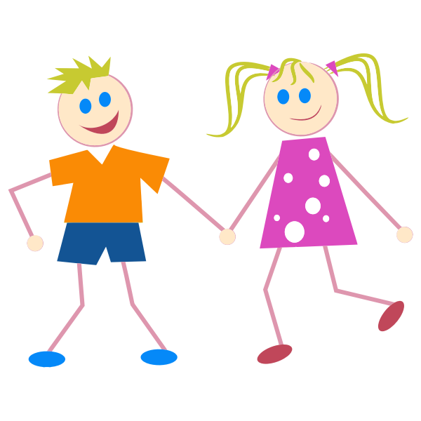 SVG Stick Figure Kids in colorful clothes vector image