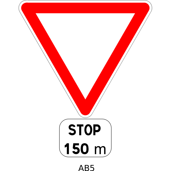 SVG Stop in 150m road sign vector image
