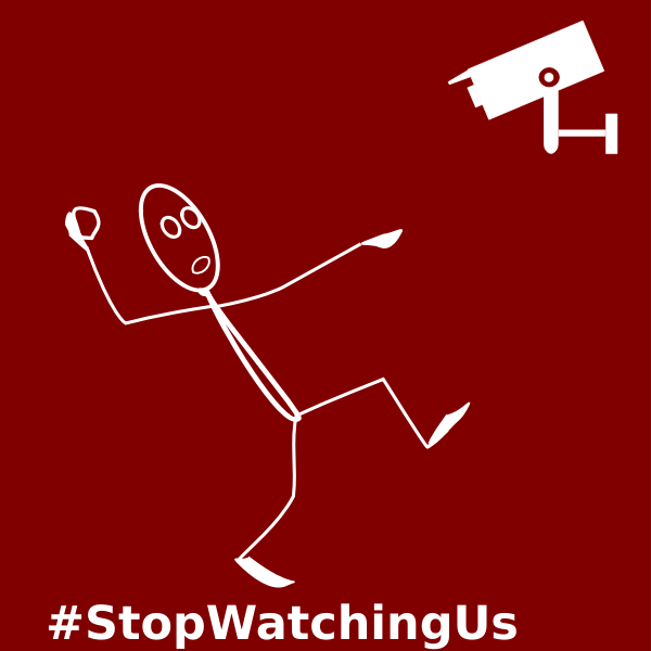 SVG Stop Watching Us label vector illustration