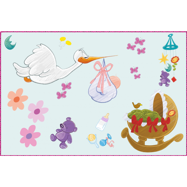 SVG Stork baby girl accessories