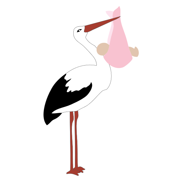 SVG Stork Delivering Baby Girl