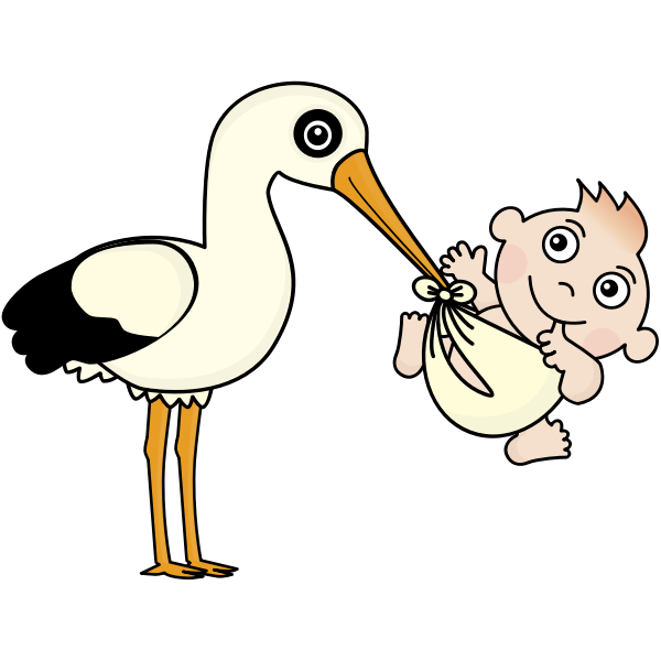 SVG Stork with a baby