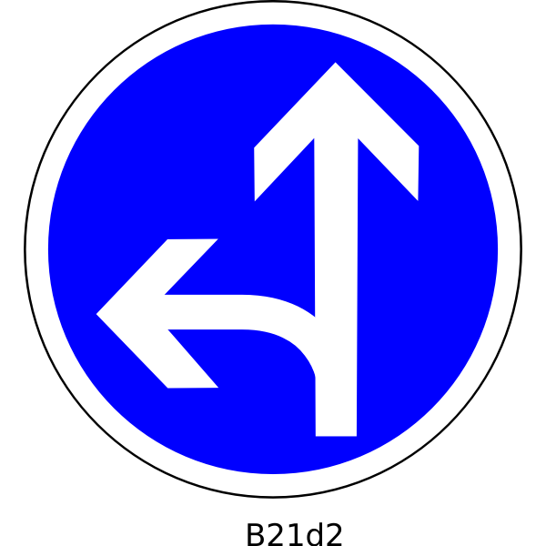 SVG Straight and left direction road sign vector image
