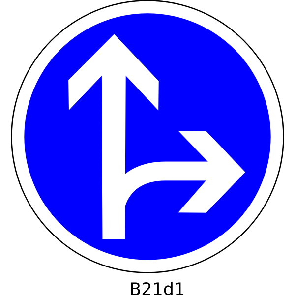 SVG Straight and right direction road sign vector image