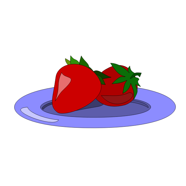 SVG Strawberries on a plate vector drawing
