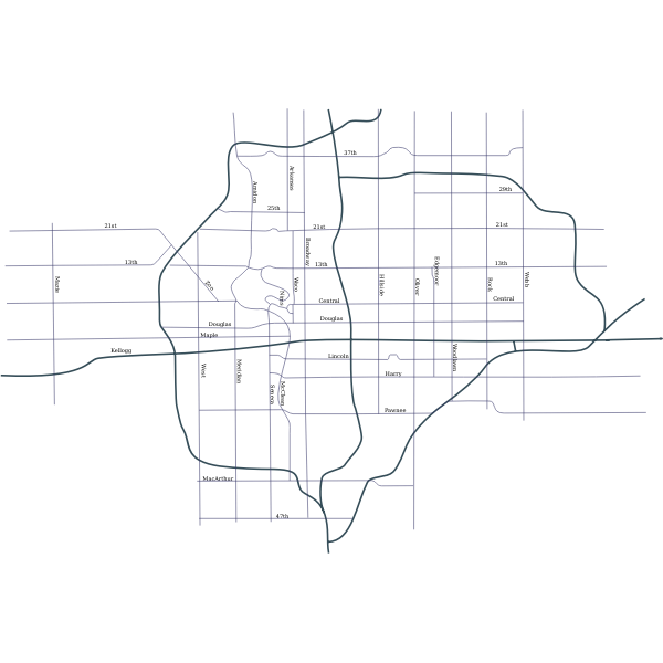 SVG Street map of Wichita Kansas
