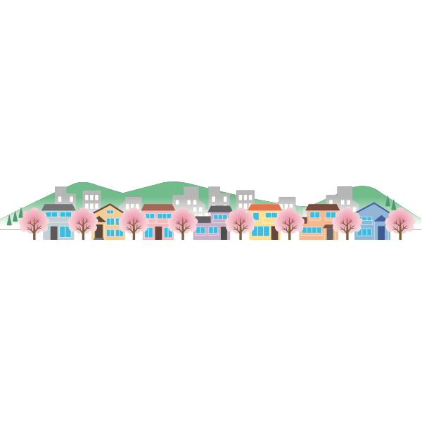 SVG Street with cherry blossom