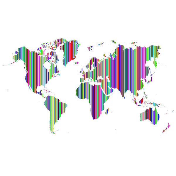SVG Striped World Map Prismatic
