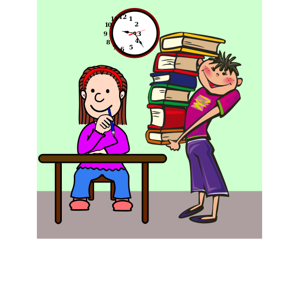 SVG Student with pile of books