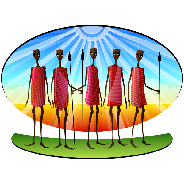 SVG Stylized Masai people vector image