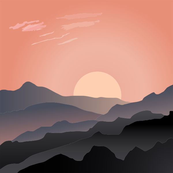 SVG Sun hiding behind mountain