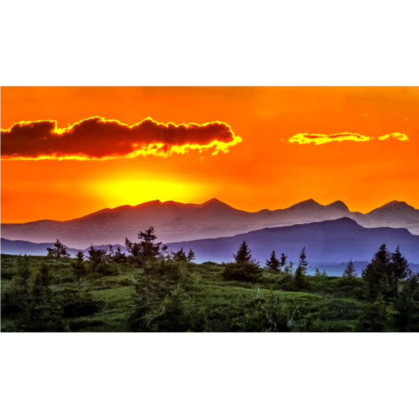 SVG Sunset over forest