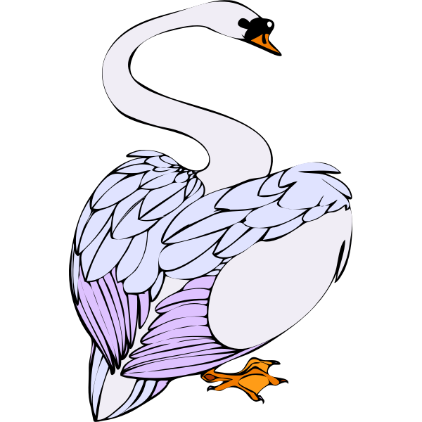 SVG Swan with purple feathers vector clip art