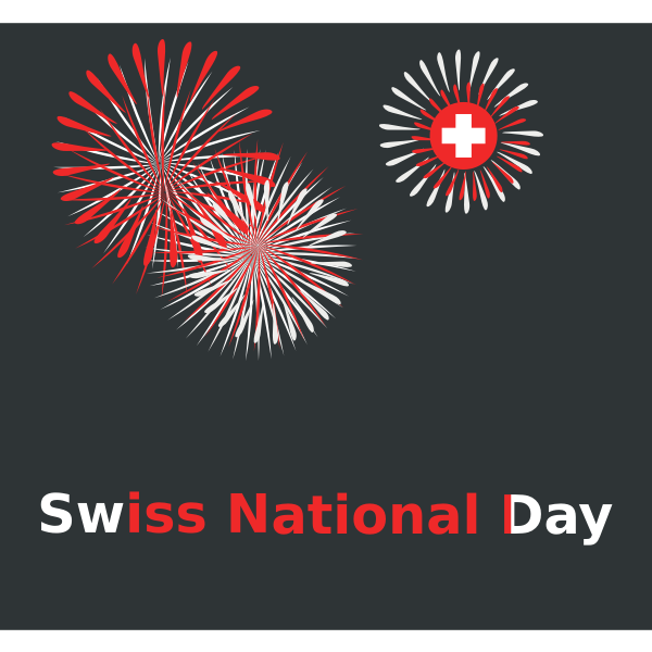 SVG Swiss National Day fireworks sign vector clip art
