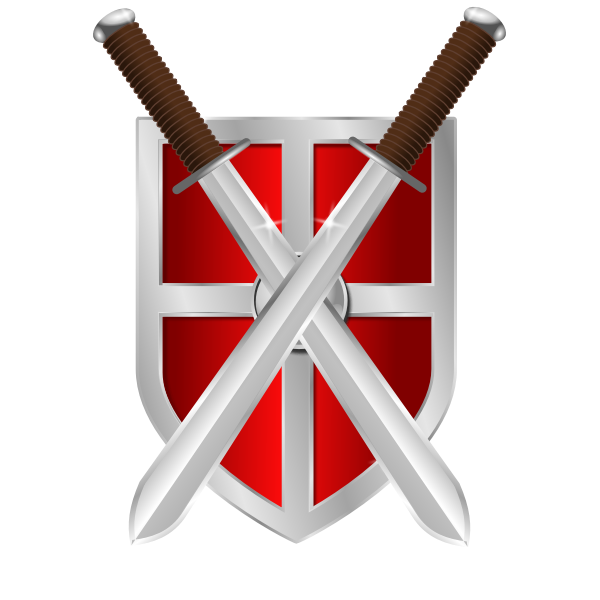 SVG swords and shield vector image