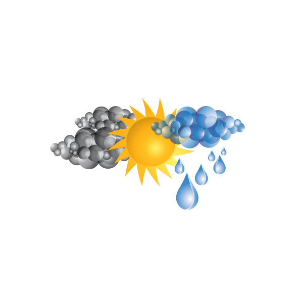SVG Symbol for Sun with bad weather clouds and rain vector image