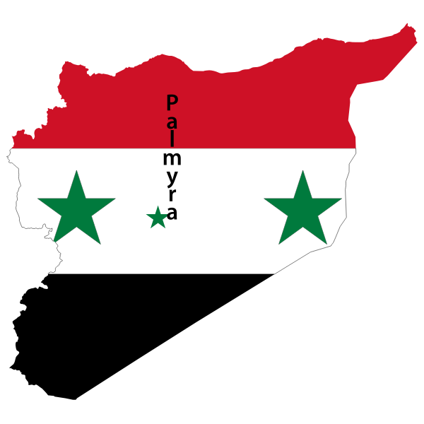 SVG Syria map flag with Palmyra vector image