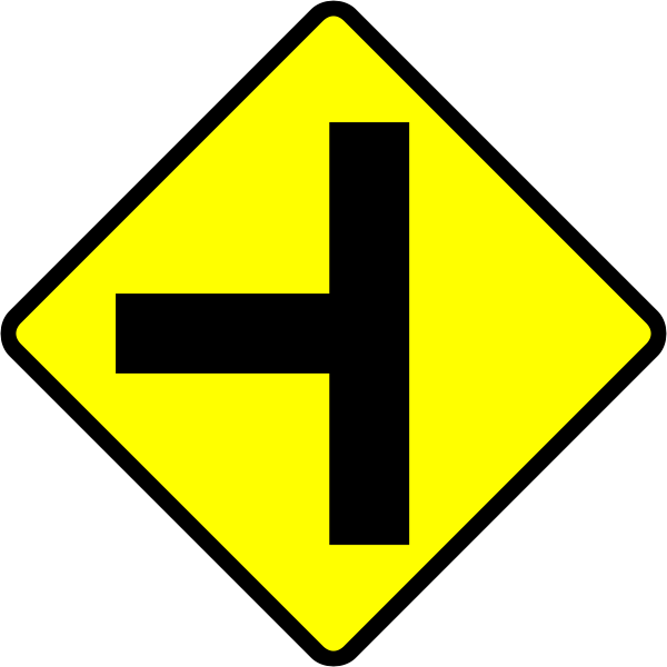 SVG T-junction caution sign vector image