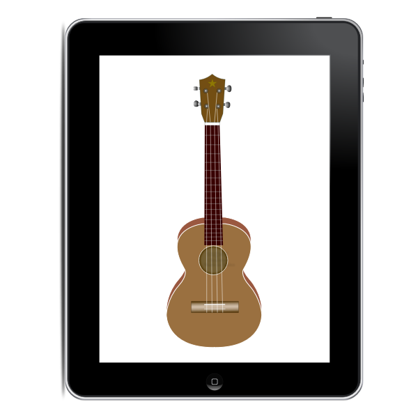 SVG Tablet computer with guitar on it vector clip art
